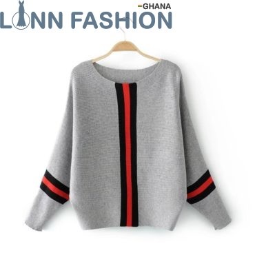 New Winter Women Sweaters Fashion O-Neck Batwing Striped Pullovers Plus Size Loose Sweaters Female Jumper Tops